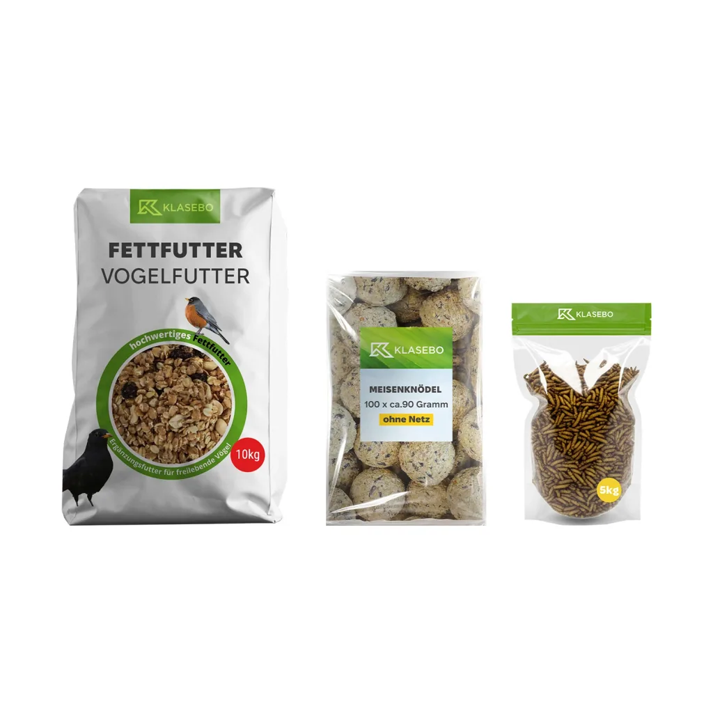 Set Wildvogel Winterfutter 40kg – Streufutter 25kg, getrocknete Schwarze Soldatenfliegenlarven 5kg, Hochenergie Suet-Mischung 10kg