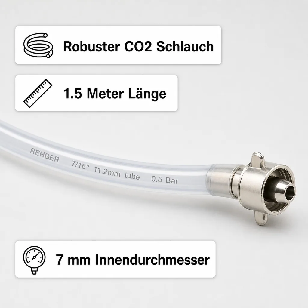 CO2 Schlauch - komplett, 1.5 m lang