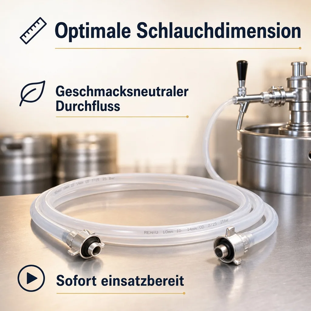 Bierleitung, Bierrohr, Brauereischlauch, Bierschlauch - 10 mm, komplett, 1,5 m