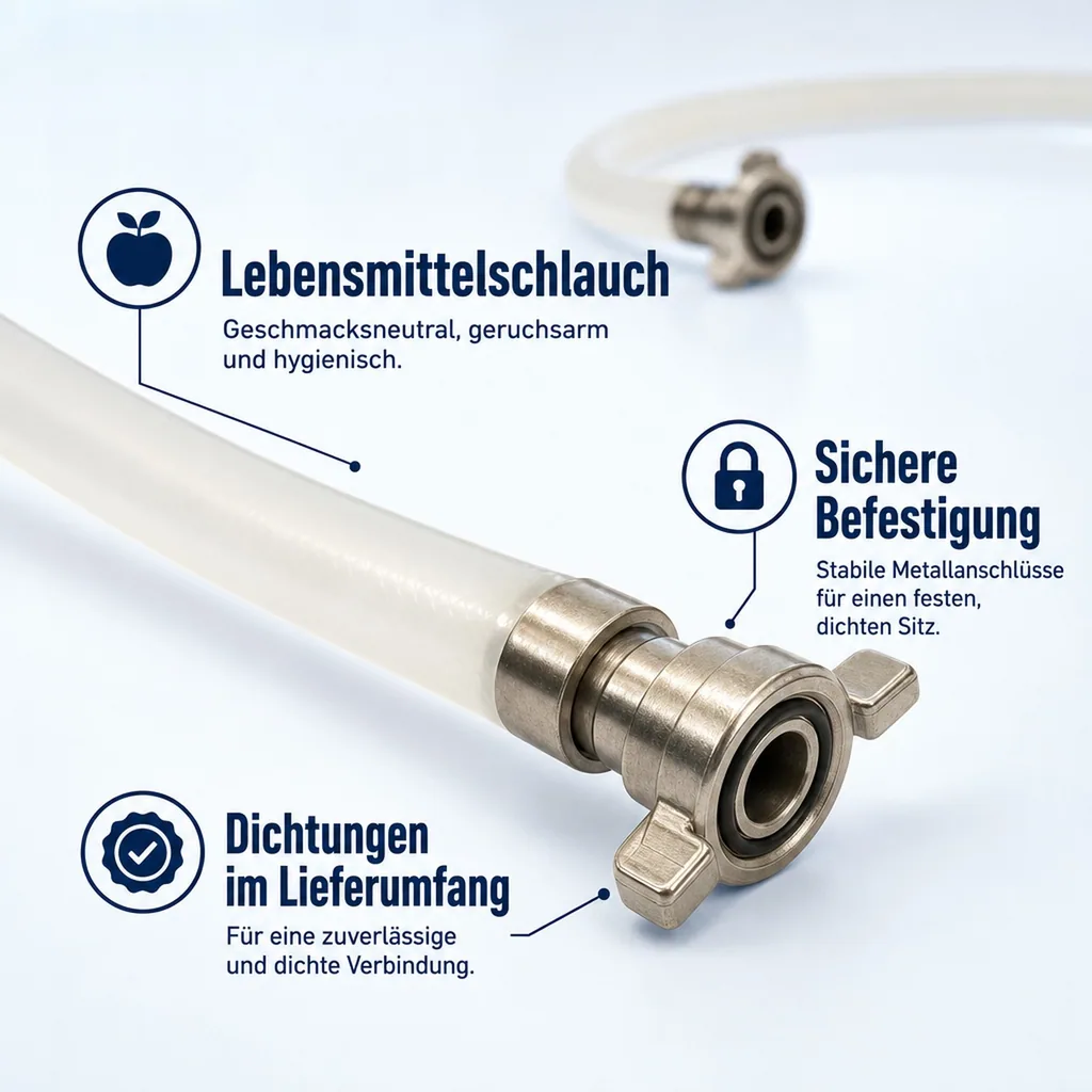Bierleitung, Bierrohr, Brauereischlauch, Bierschlauch - 10 mm, komplett, 5,0 m