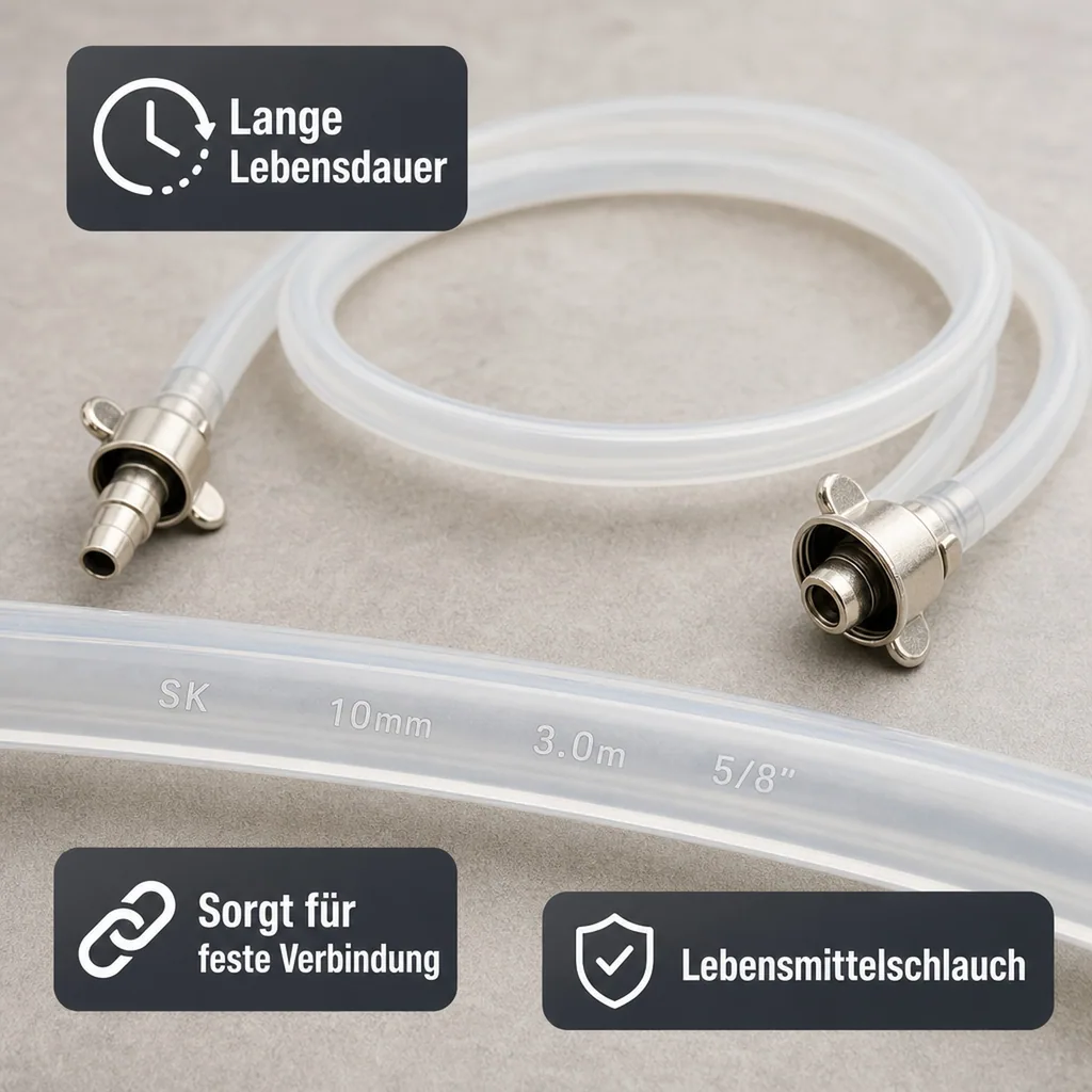 Bierleitung, Bierschlauch - komplett, 10mm, 3.0m