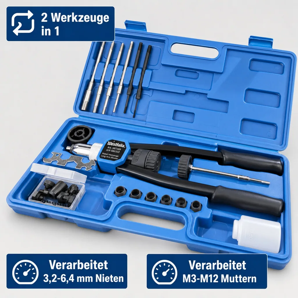 Hebel Nietzange 2 in 1 für Blindnieten und Blindnietmuttern