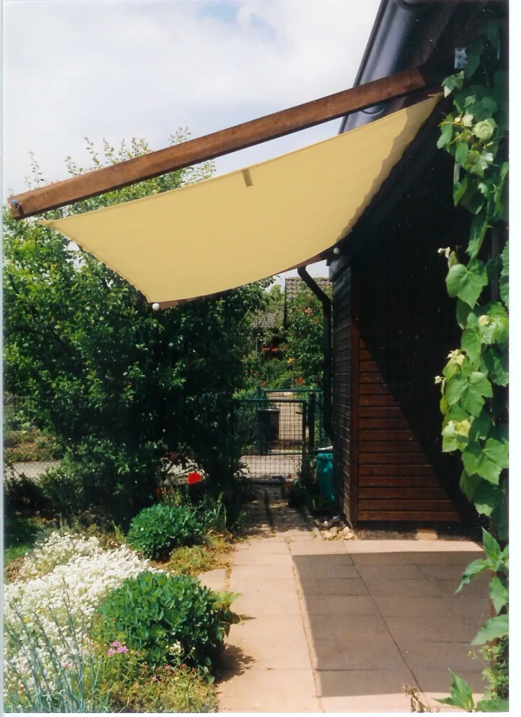 Sonnensegel-Komplettbausatz, elfenbein, 420 x 140 cm