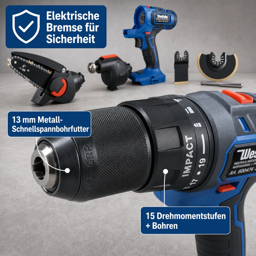 3-in-1 akkubetriebenes Elektrowerkzeug, 17 Teile (Batterie und Ladegerät nicht enthalten)