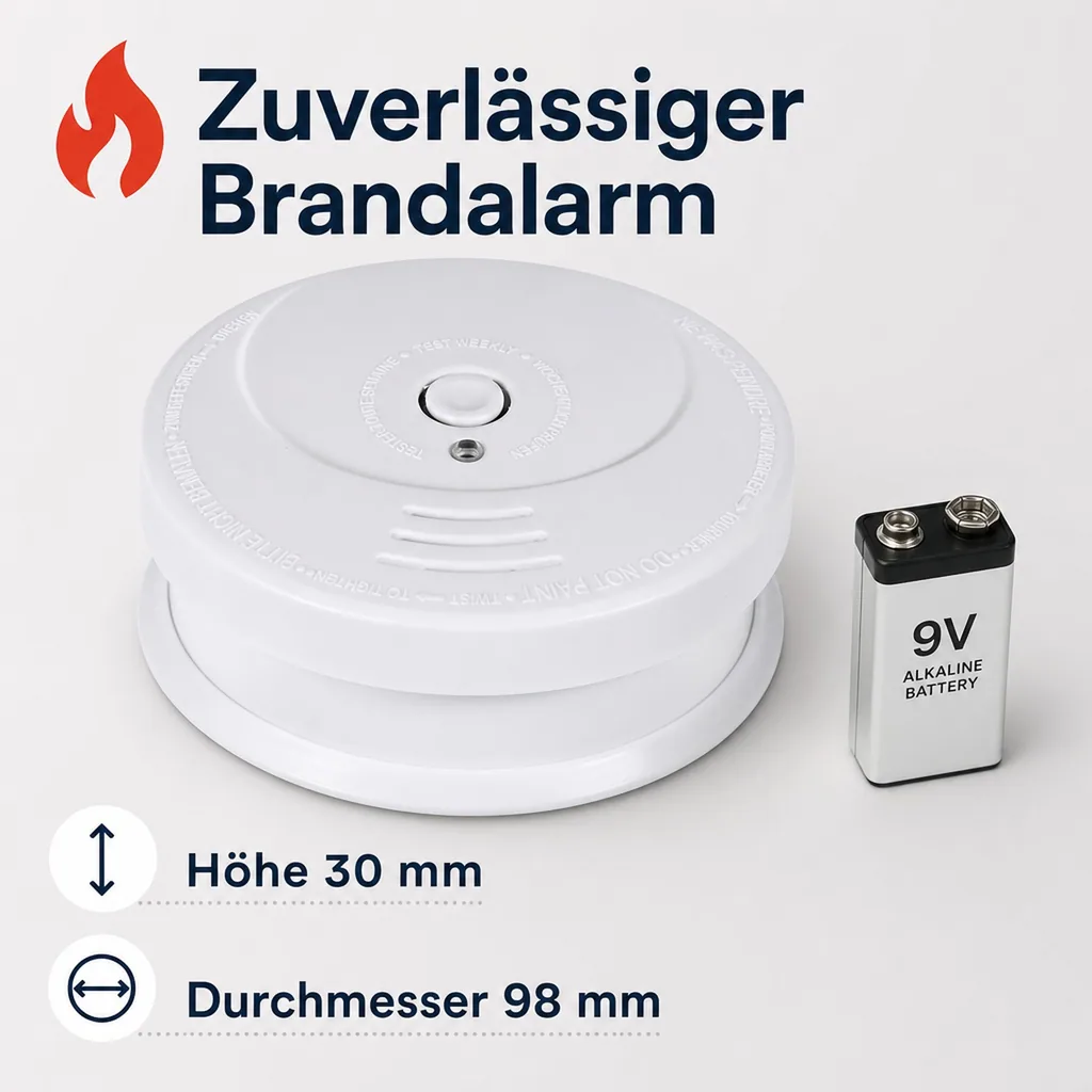 Rauchwarnmelder inkl. Batterie 9V