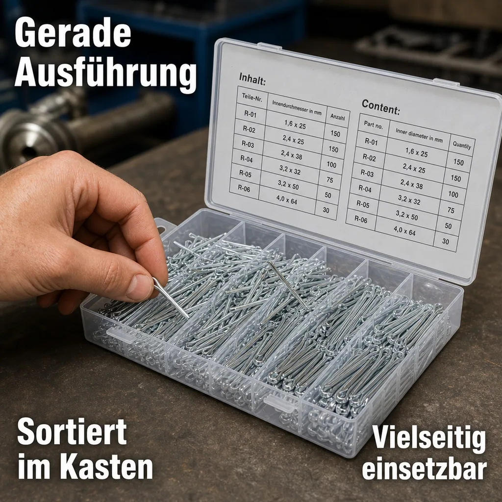 Splinte-Sortiment, 1,6 - 4,0 mm, 555-tlg.