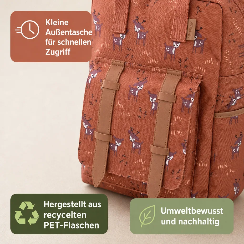 Fresk Rücksack - Grosse, 38x28x10 cm, Farbe: Hirsch bernsteinbraun