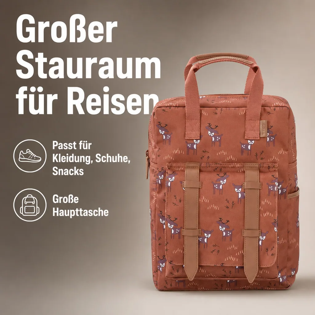 Fresk Rücksack - Grosse, 38x28x10 cm, Farbe: Hirsch bernsteinbraun