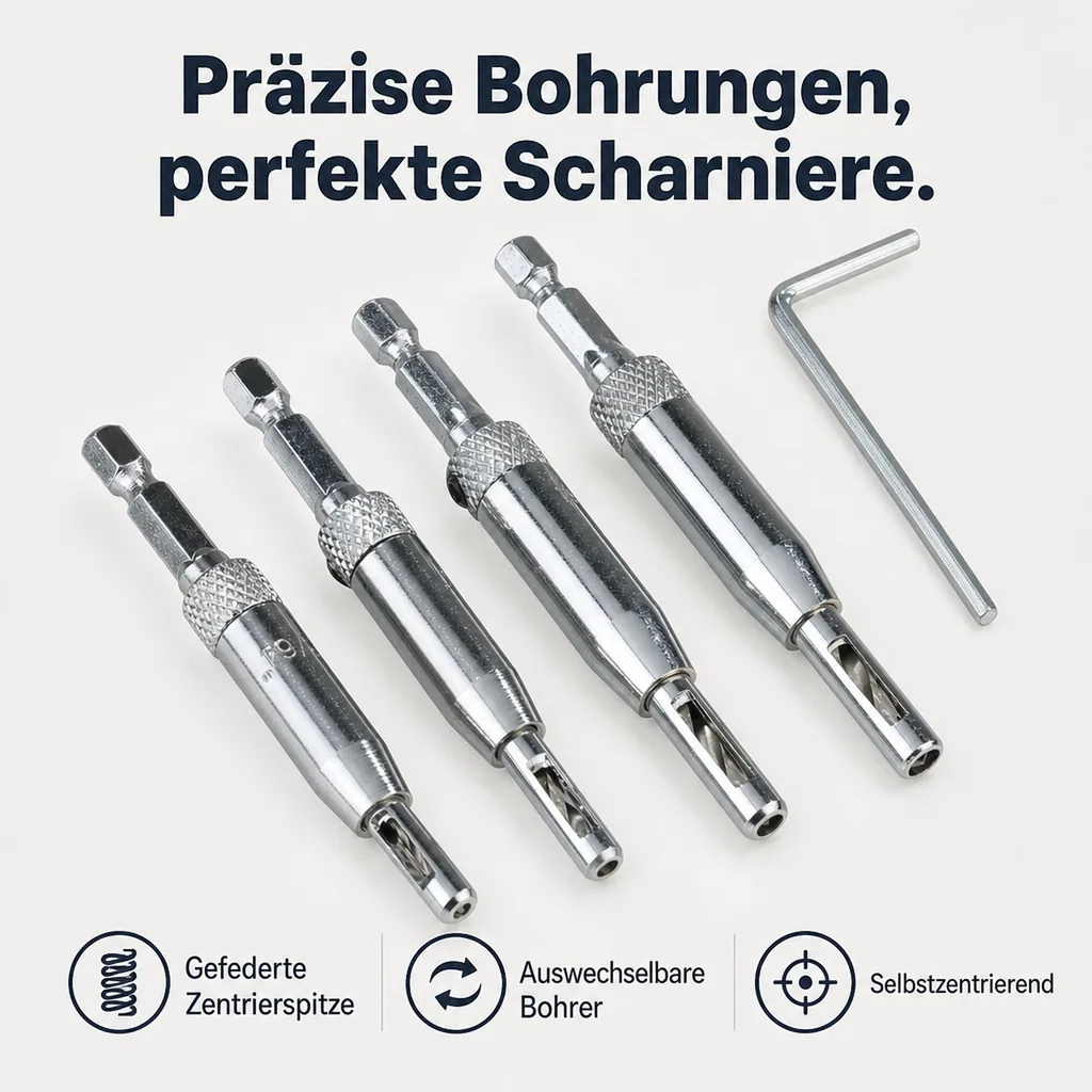 Türscharnierbohrer-Set, 5-teilig