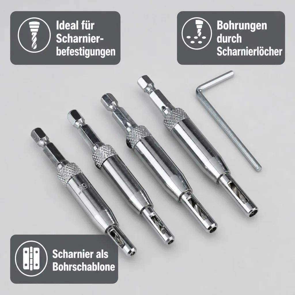 Türscharnierbohrer-Set, 5-teilig