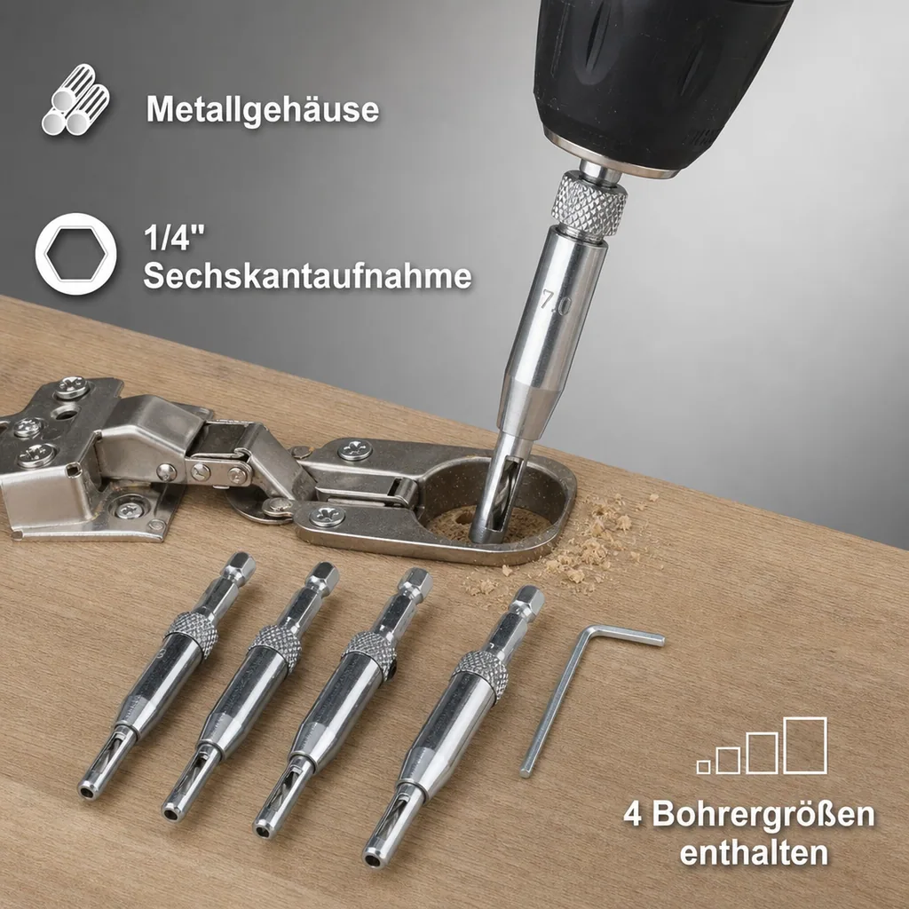 Türscharnierbohrer-Set, 5-teilig