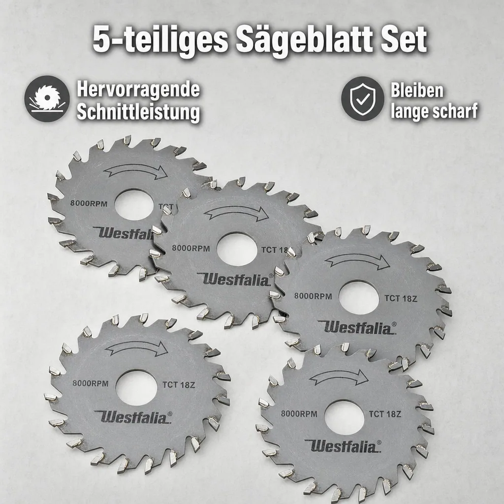 Sägeblatt Set 5-teilig, Hartmetall, 18 Zähne