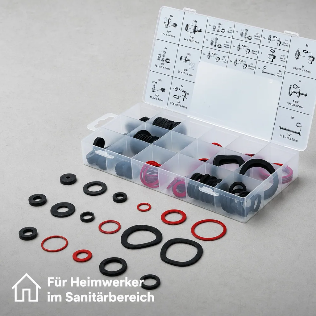 Dichtring-Sortiment | Gummi und Fiberglas | 141-tlg.