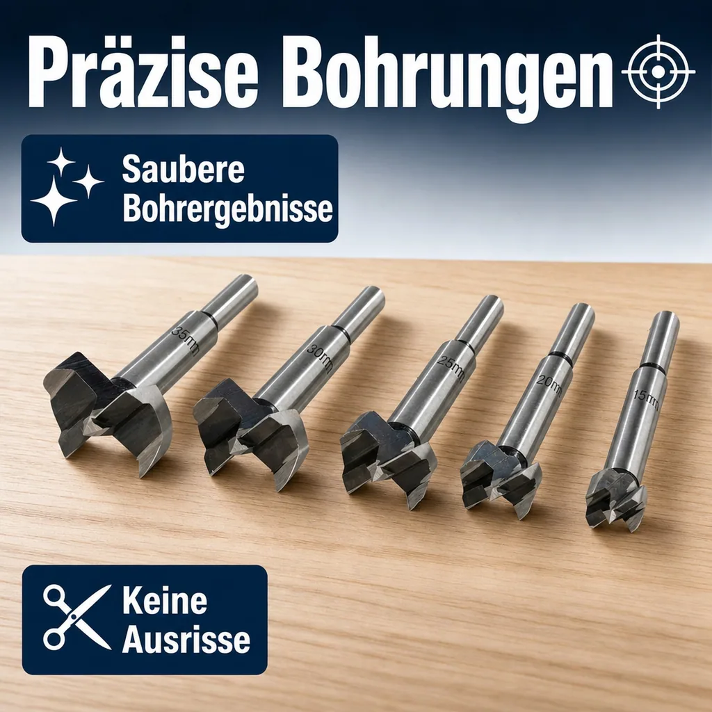 Forstner-Bohrer-Satz 5-teilig (15/ 20/ 25/ 30/ 35 mm)