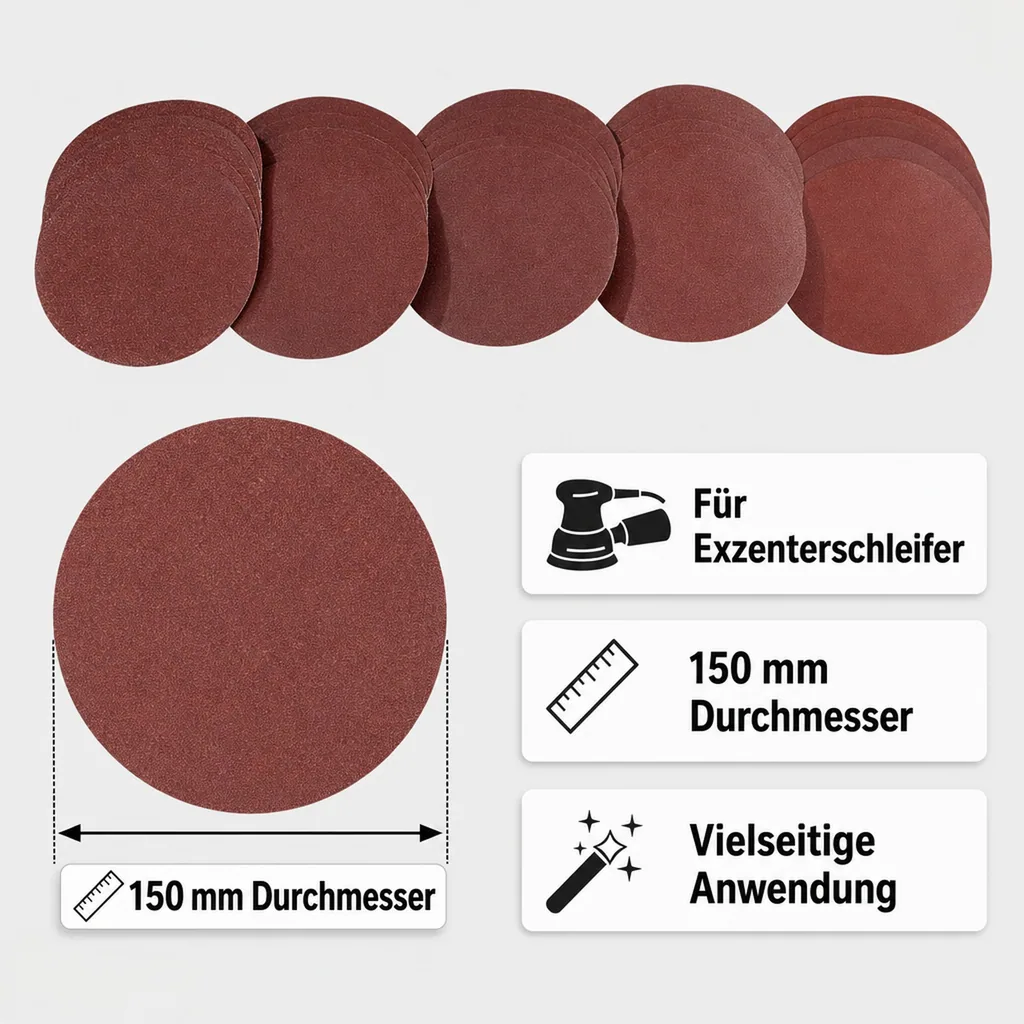 Schleifpapier Set - 150 mm - 25 teilig