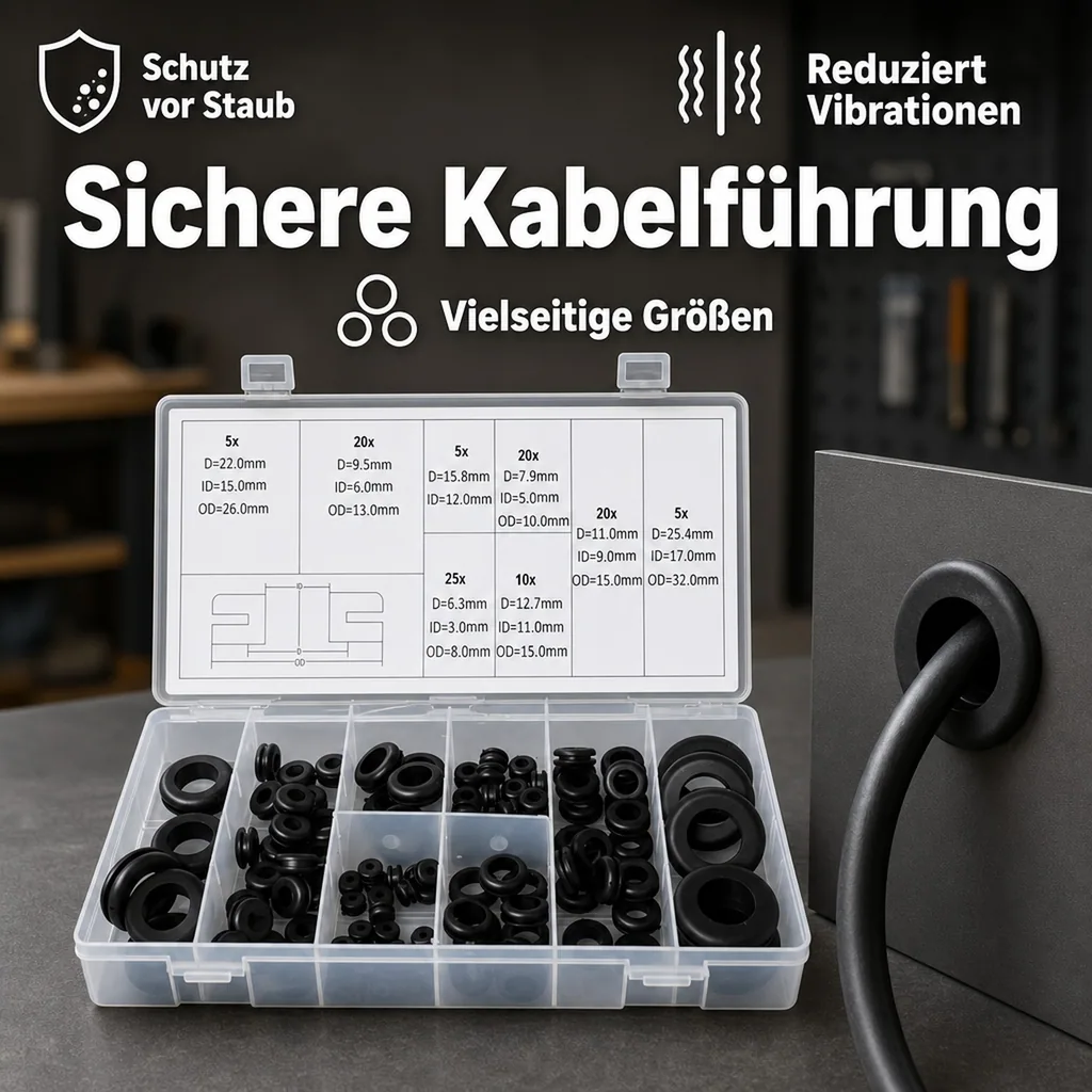 Gummi Durchgangstüllen Set, 110 teilig