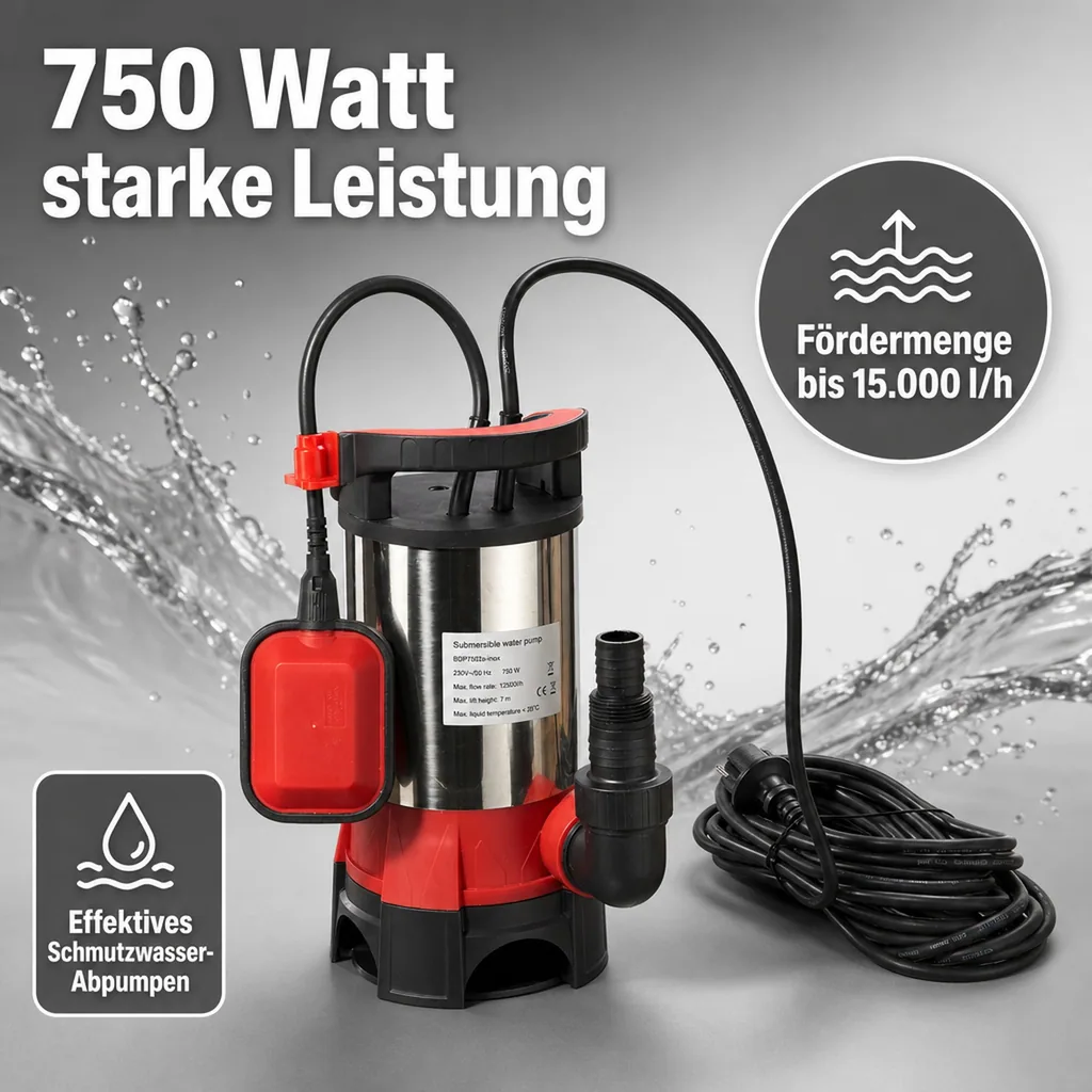 Schmutzwasser-Tauchpumpe STPK750, 750 Watt