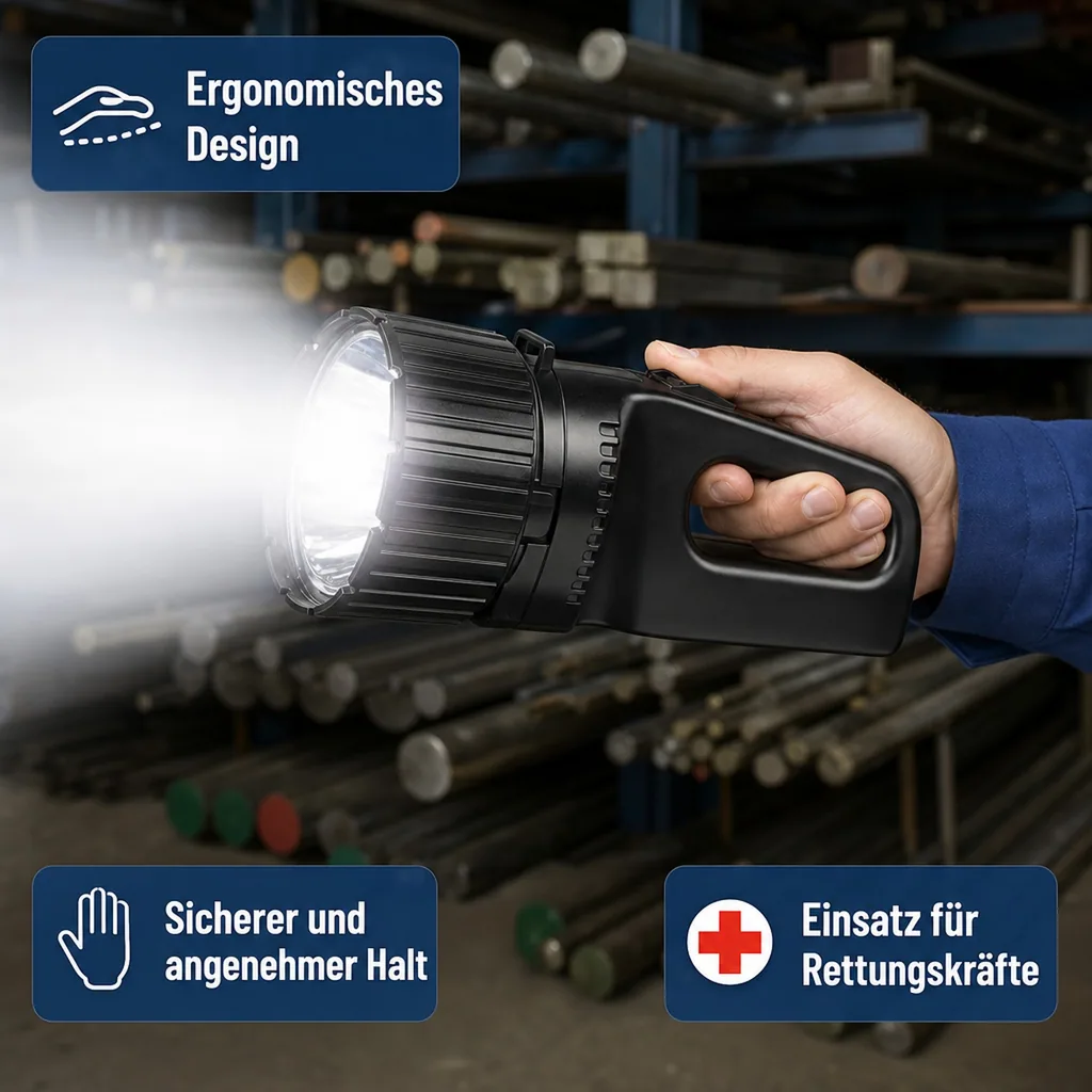 Akku LED Handscheinwerfer mit 5 W Cree LED, 330 Lumen, IP54