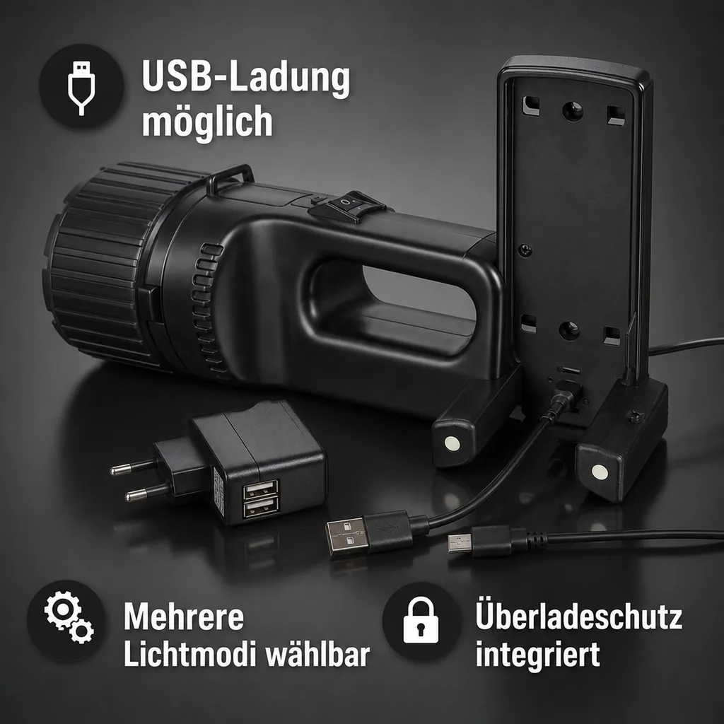 Akku LED Handscheinwerfer mit 5 W Cree LED, 330 Lumen, IP54
