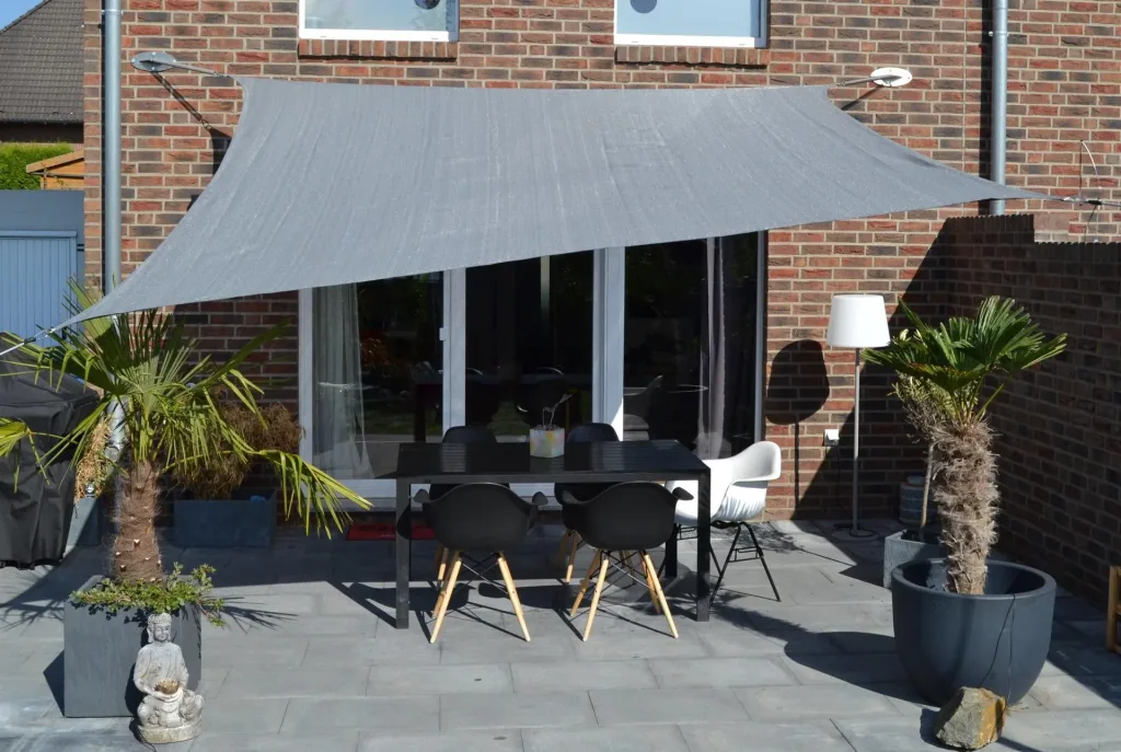 Viereck-Sonnensegel HDPE grau 360 x 360cm