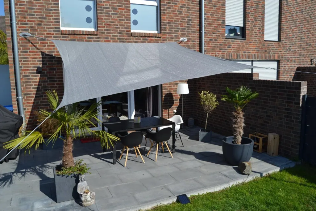 Viereck-Sonnensegel HDPE grau 360 x 360cm
