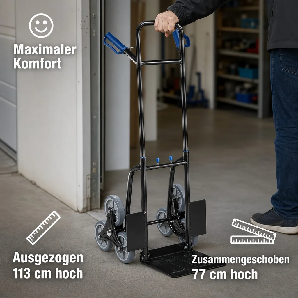 Treppen-Sackkarre klappbar, 120 kg Tragkraft