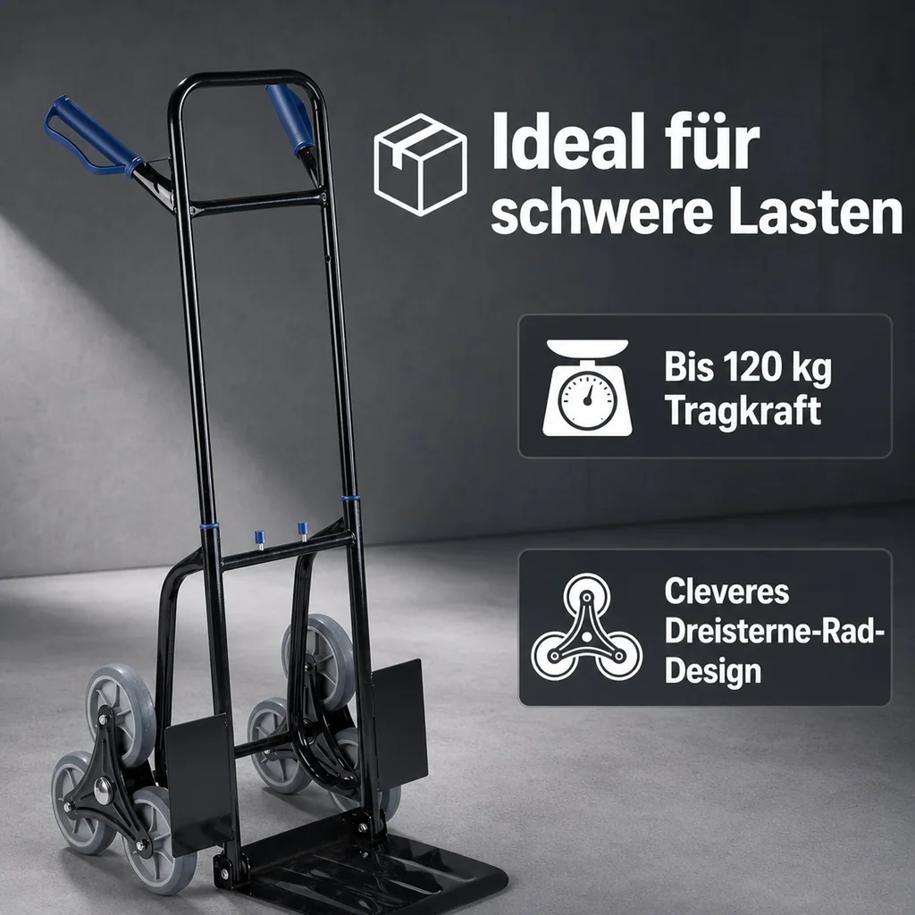 Treppen-Sackkarre klappbar, 120 kg Tragkraft