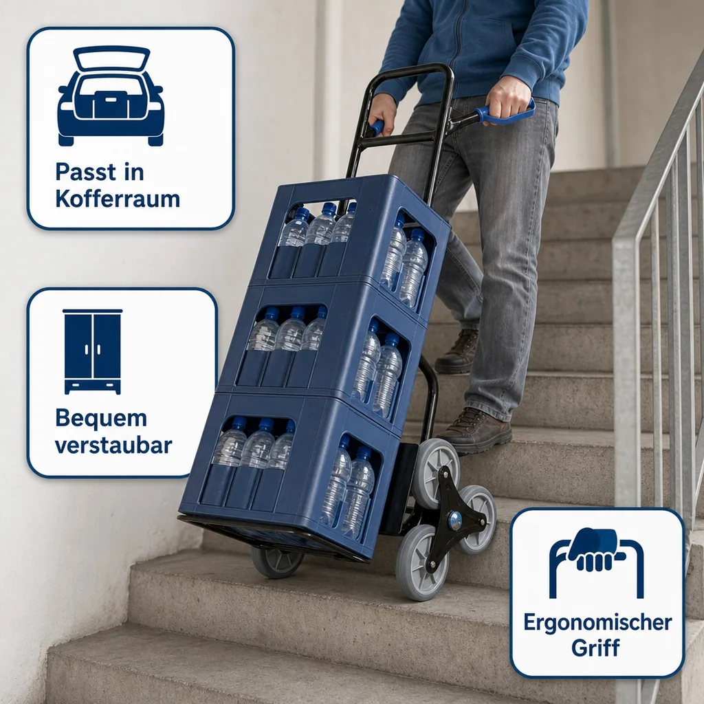 Treppen-Sackkarre klappbar, 120 kg Tragkraft