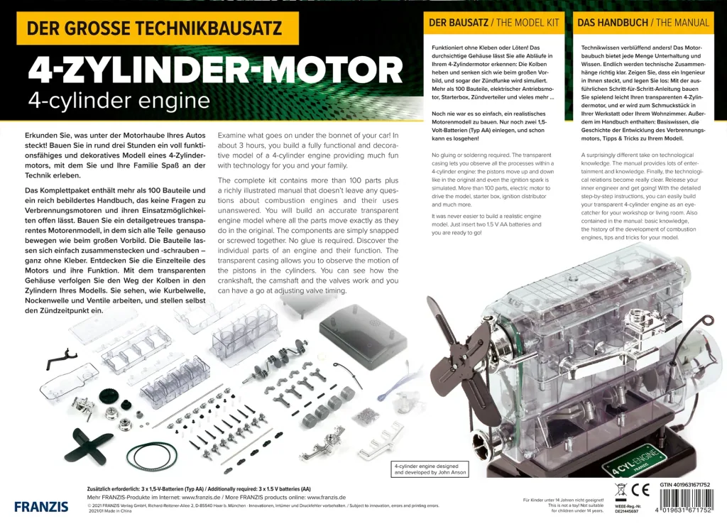 Der große Technikbausatz 4-Zylinder-Motor