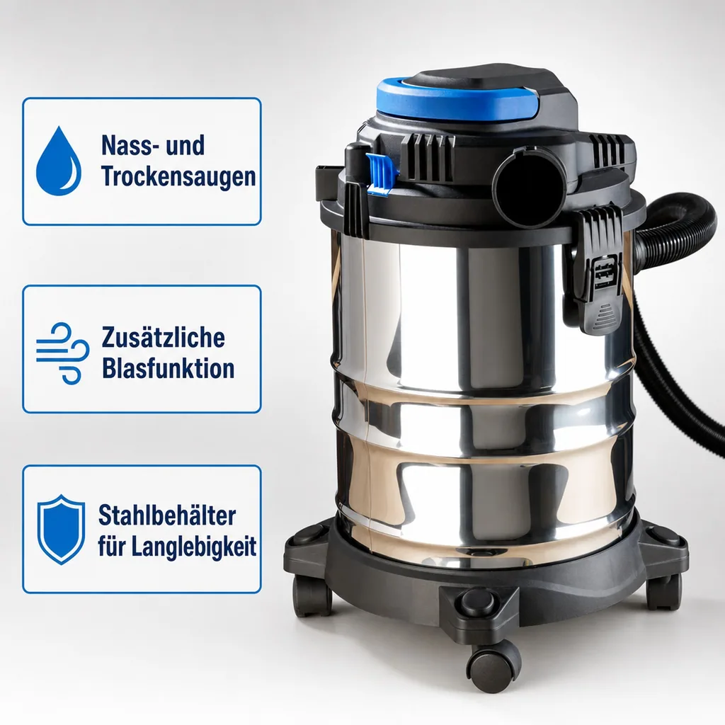 3in1 Edelstahl Nass-/Trockensauger und Bläser