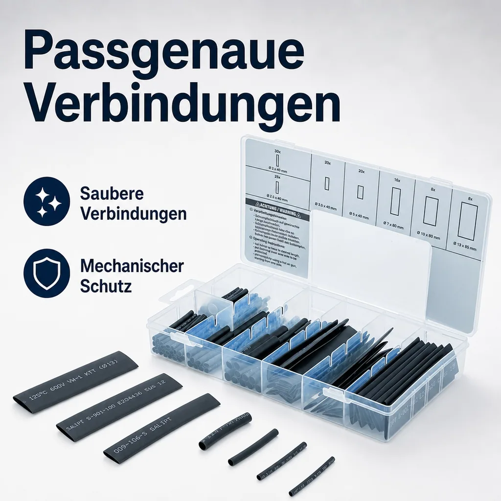 Schrumpfschlauch-Sortiment, schwarz, 127-tlg.