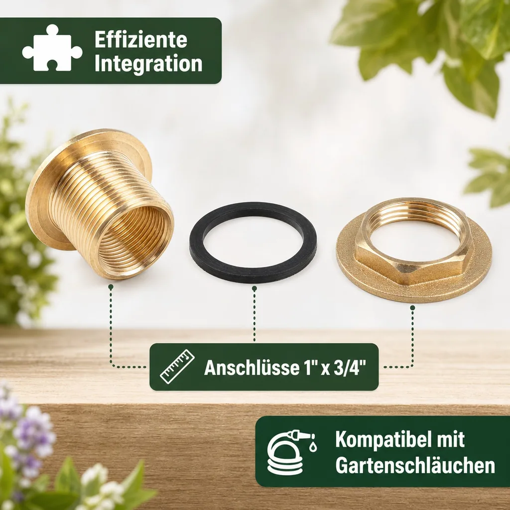 Regentonnendurchführung 3-teilig - 1" x 3/4"