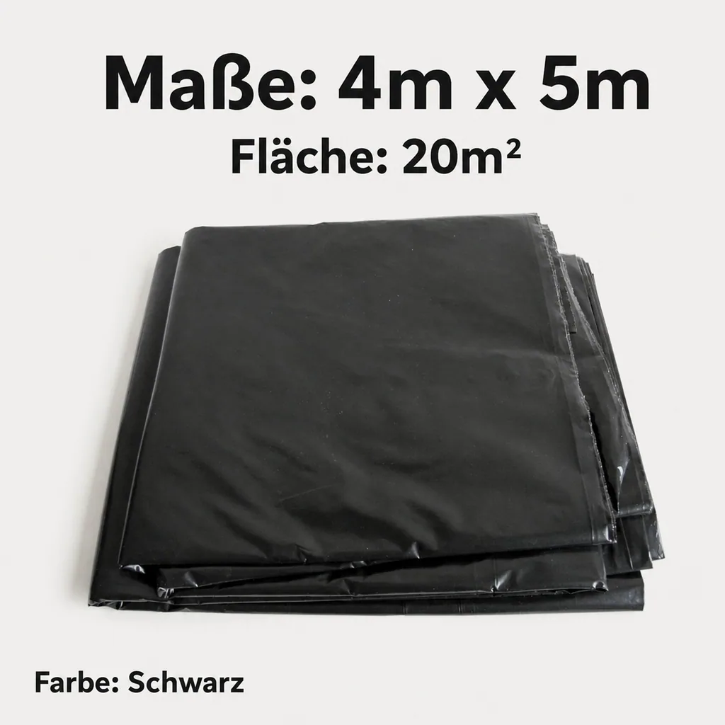 Bauplane, extra schwer, schwarz, gefaltet, 4m x 5m, 20m²