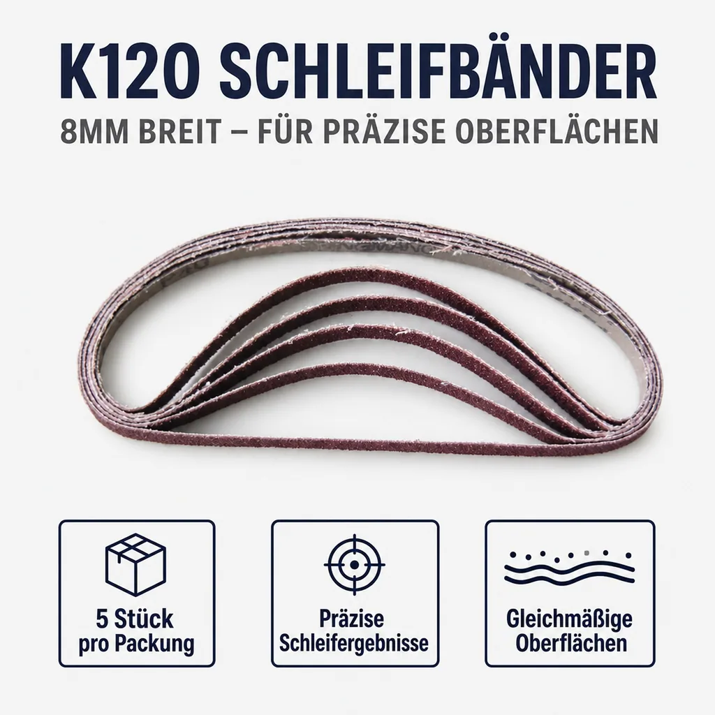 Schleifbänder 8 mm breit, K120