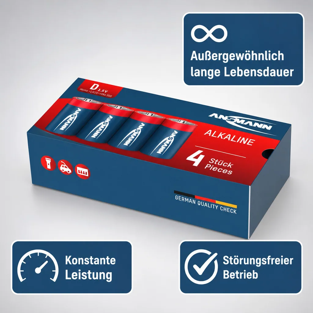 Alkaline Batterie Mono D - 4 Stück