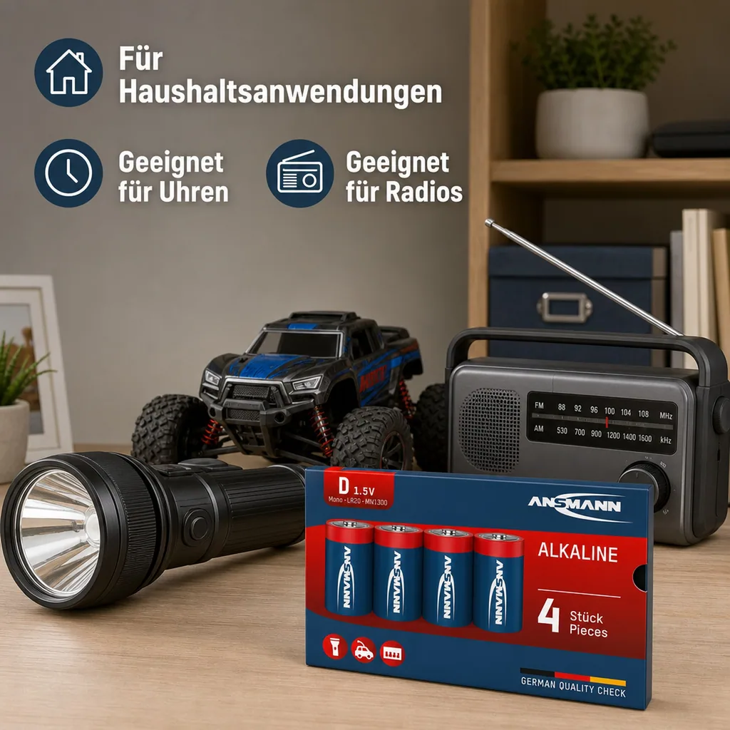 Alkaline Batterie Mono D - 4 Stück