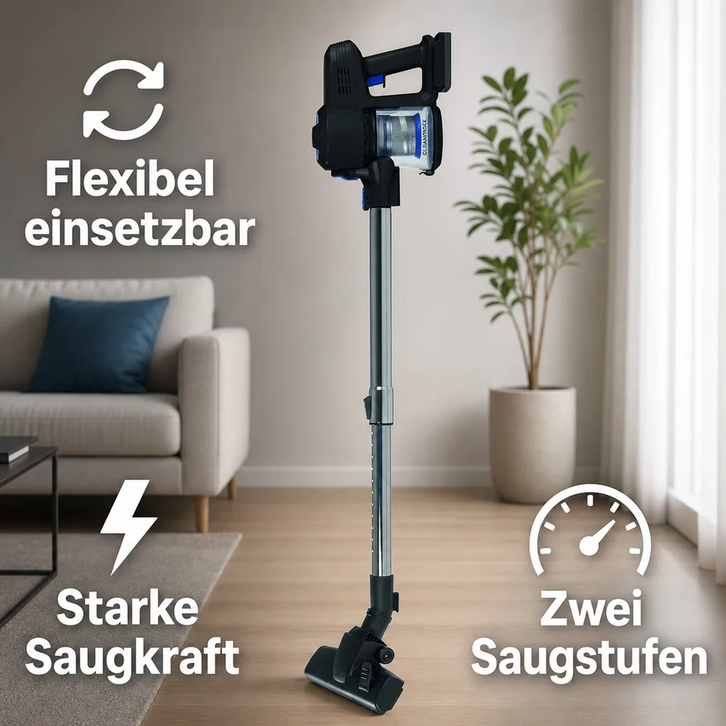 Zyklon-Staubsauger 22,2V schwarz/blau – Ohne Akku und Ladegerät