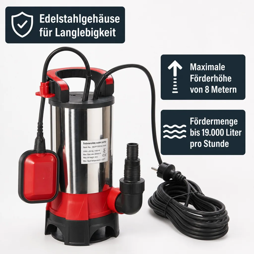 Schmutzwasser-Tauchpumpe "STPK1100", 1100 Watt