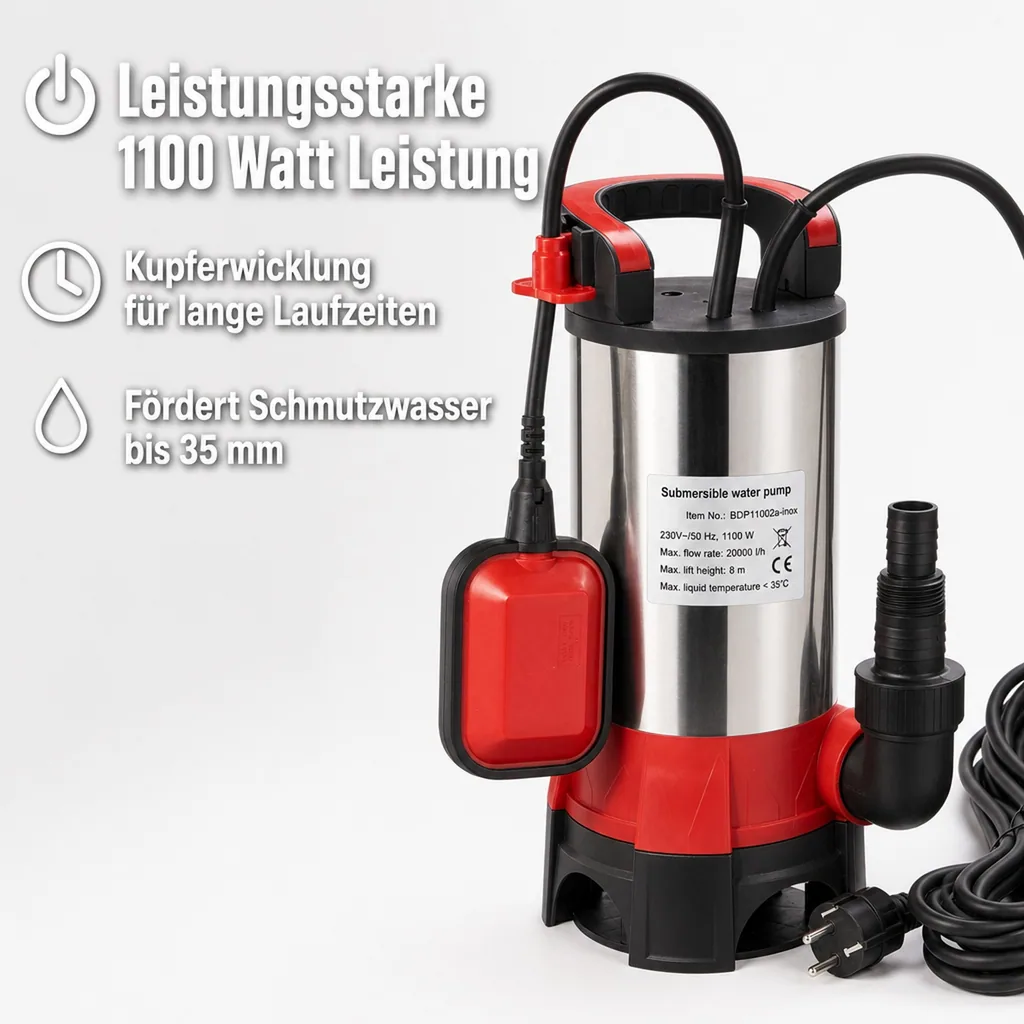 Schmutzwasser-Tauchpumpe "STPK1100", 1100 Watt