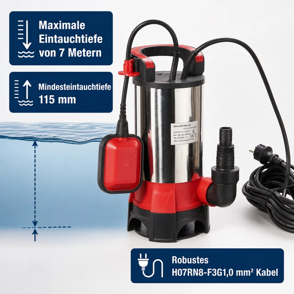 Schmutzwasser-Tauchpumpe "STPK1100", 1100 Watt