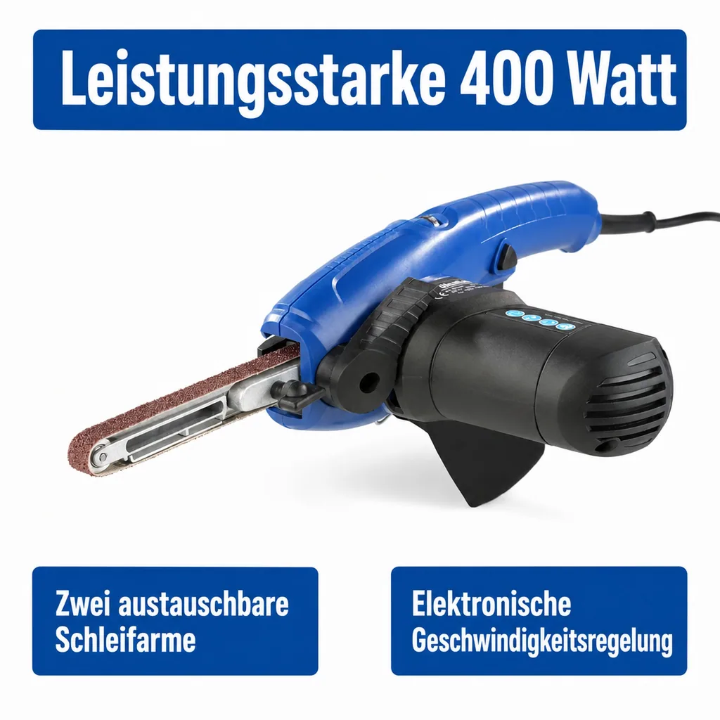 Elektrische Feile 400 W mit 12 Schleifbändern