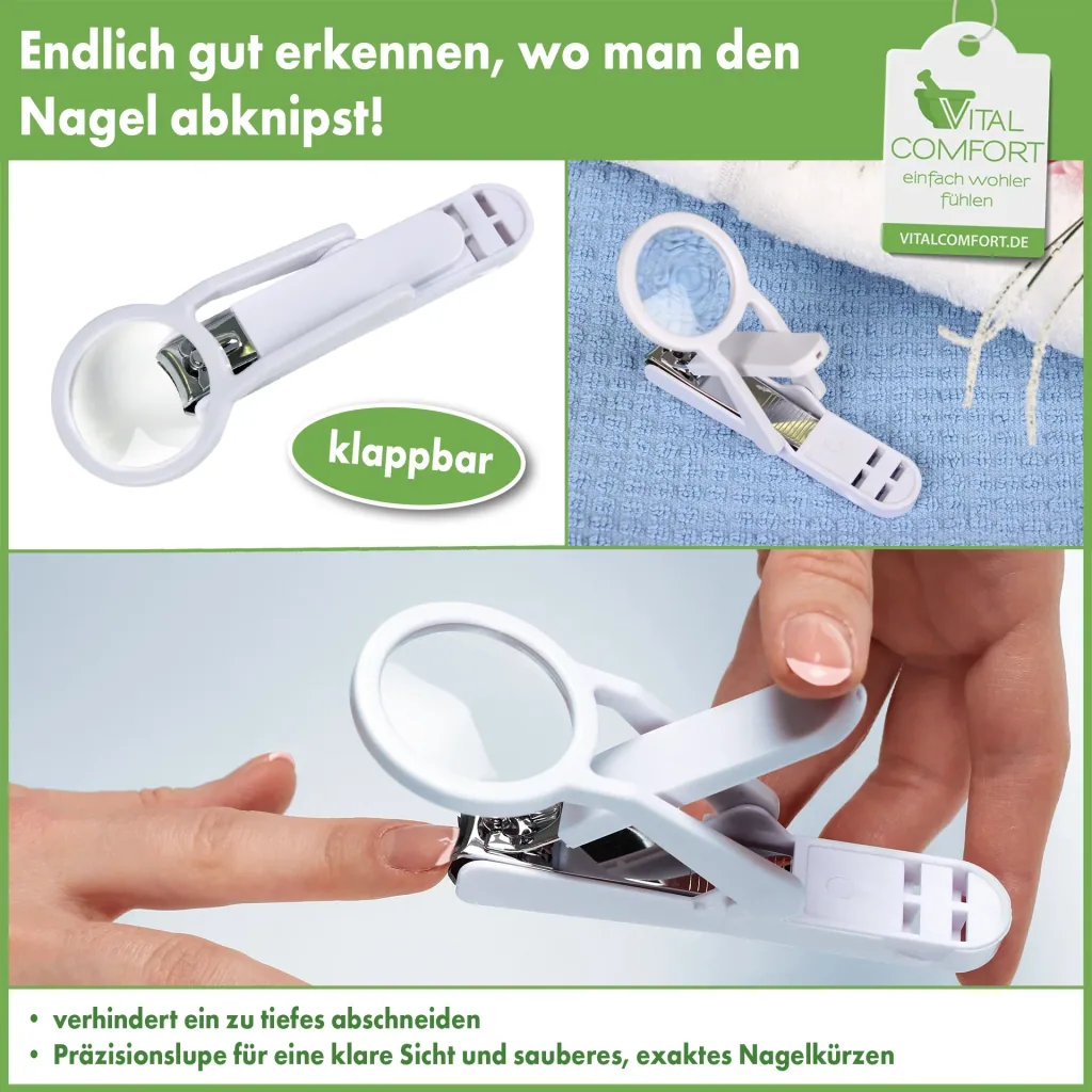 Nagelknipser mit Lupe, weiß