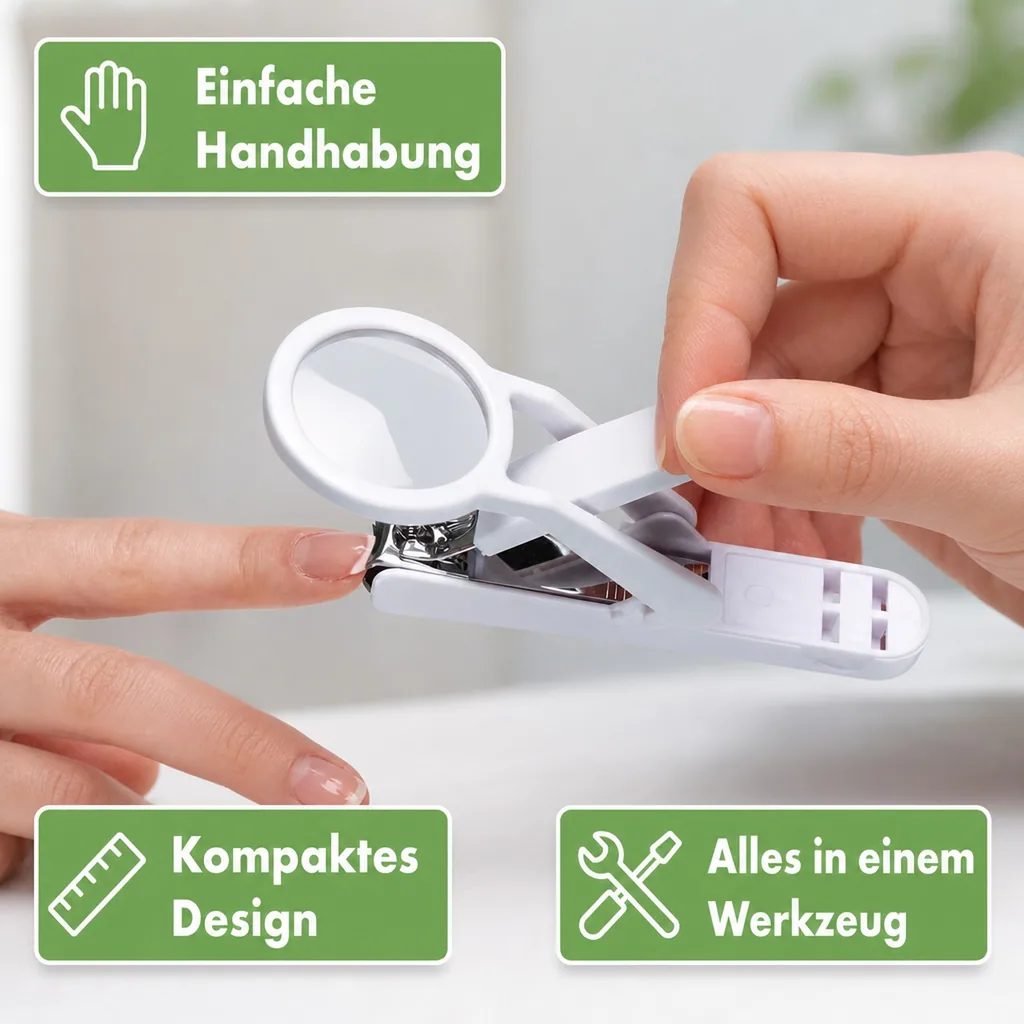 Nagelknipser mit Lupe, weiß