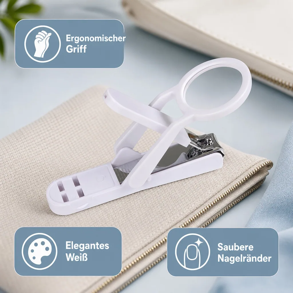 Nagelknipser mit Lupe, weiß