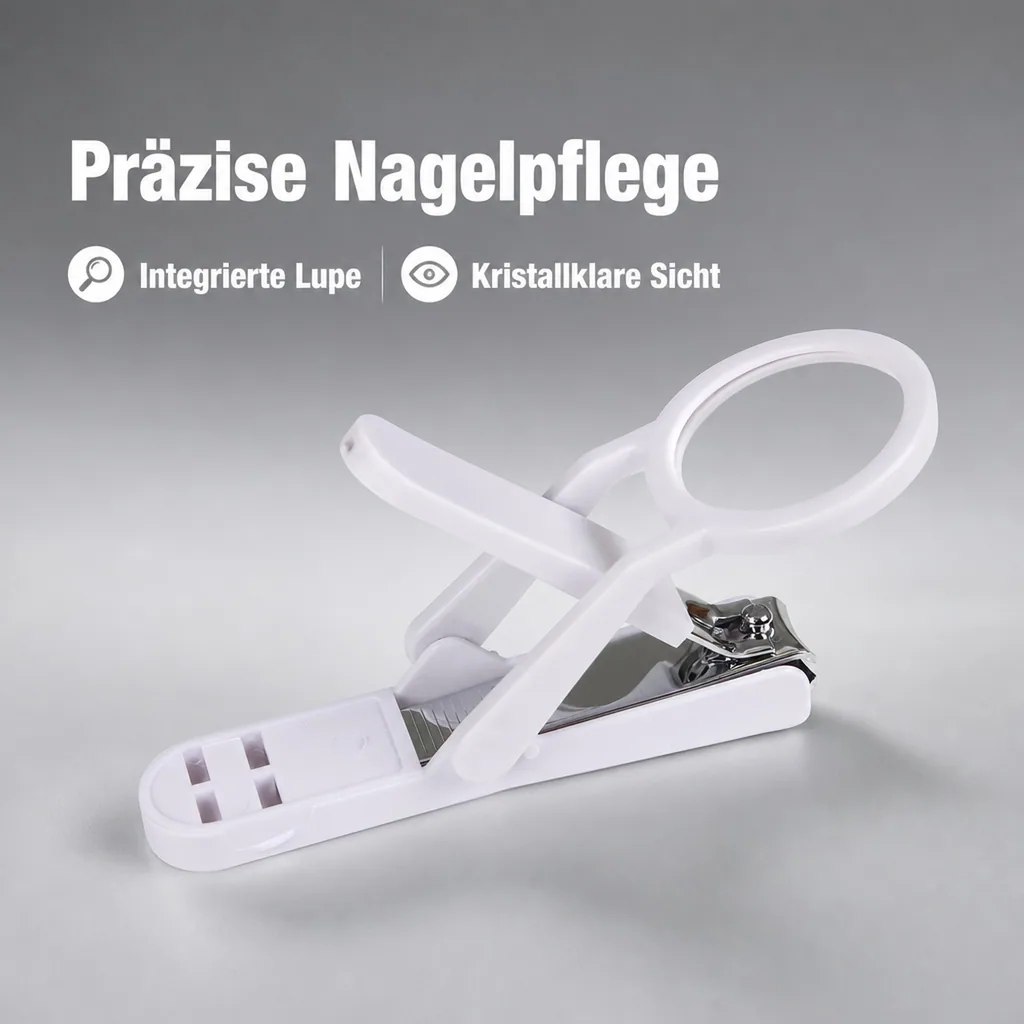 Nagelknipser mit Lupe, weiß
