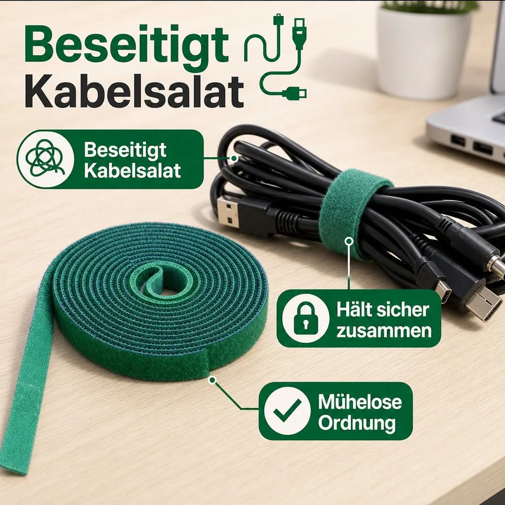 Pflanzenbinder-Klettband, 5 m, grün
