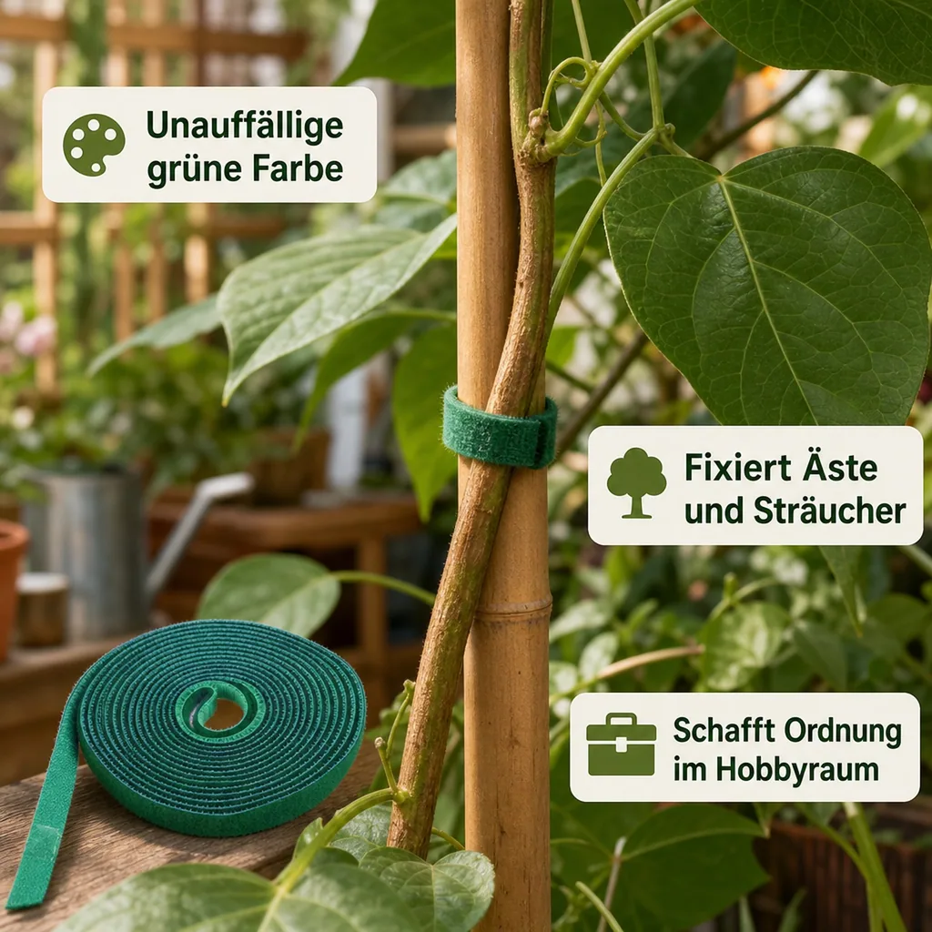 Pflanzenbinder-Klettband, 5 m, grün