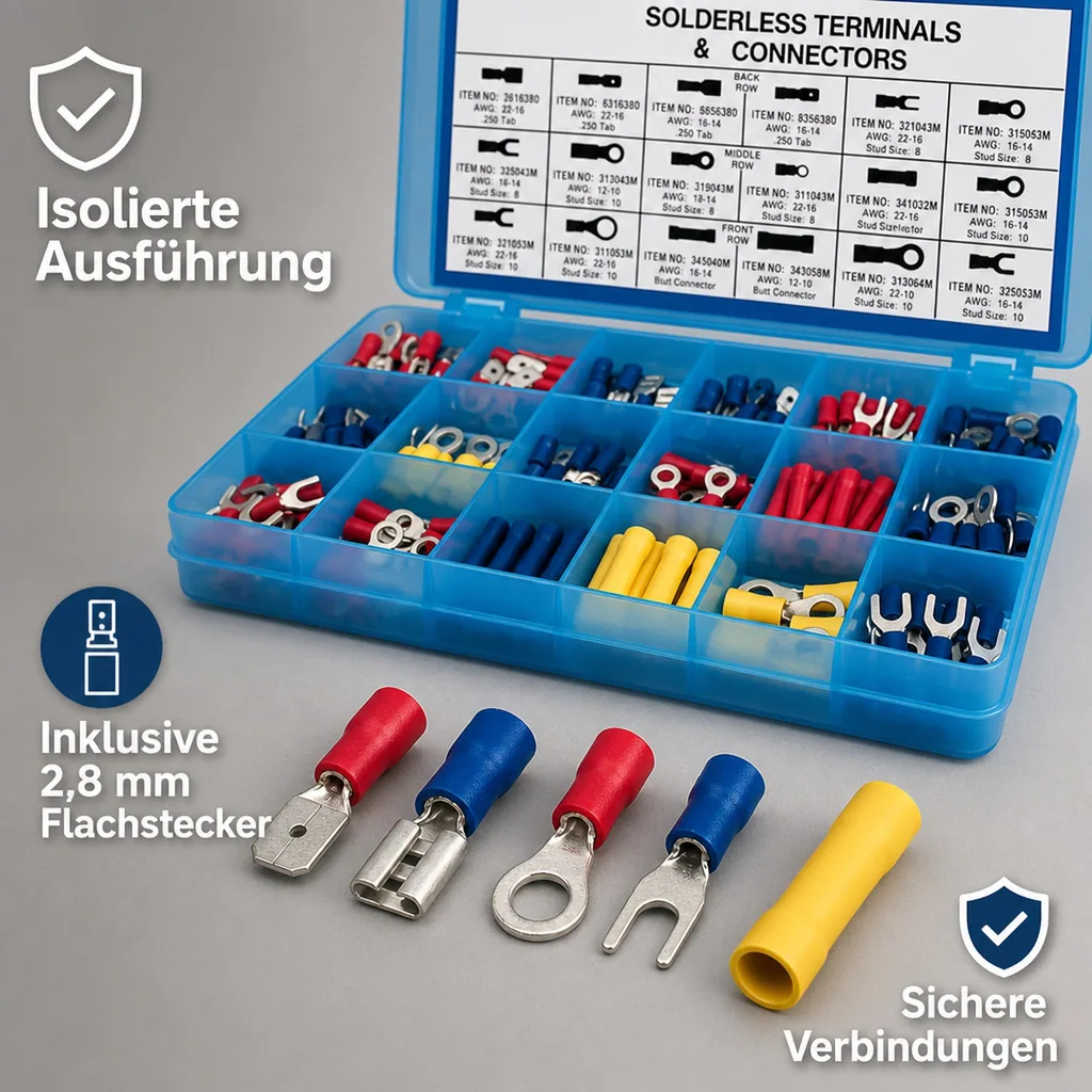 Flachstecker und Kabelverbinder-Sortiment 175-teilig