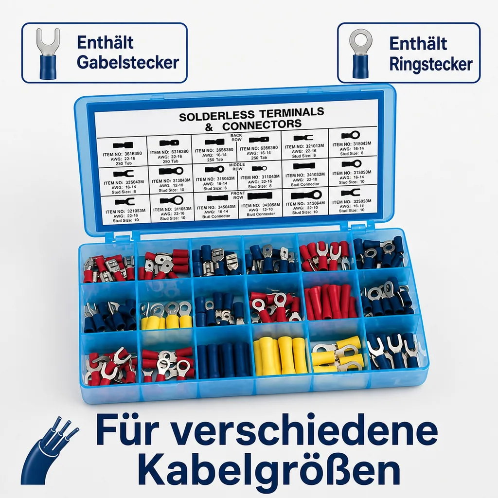 Flachstecker und Kabelverbinder-Sortiment 175-teilig