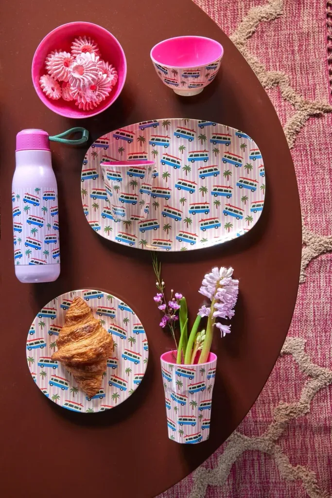 RICE Becher - Pink Cars Print, 250 ml, Melamine, Größe: Hoch